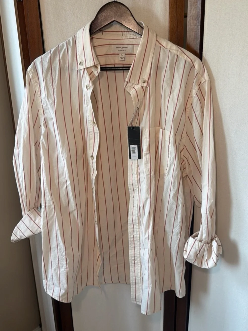 Banana Republic White Shirt with Red Stripe - Men